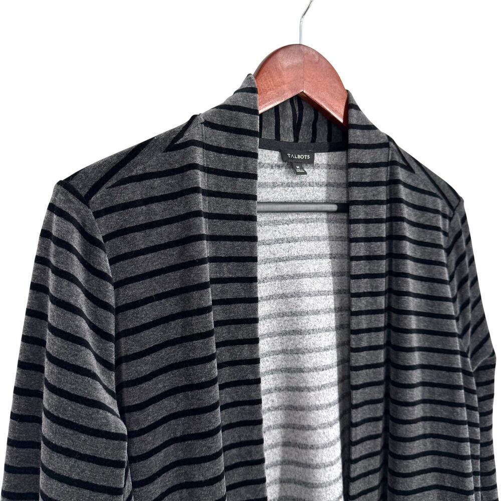 Talbots Medium Velour Soft Open Front Gray Long S… - image 3